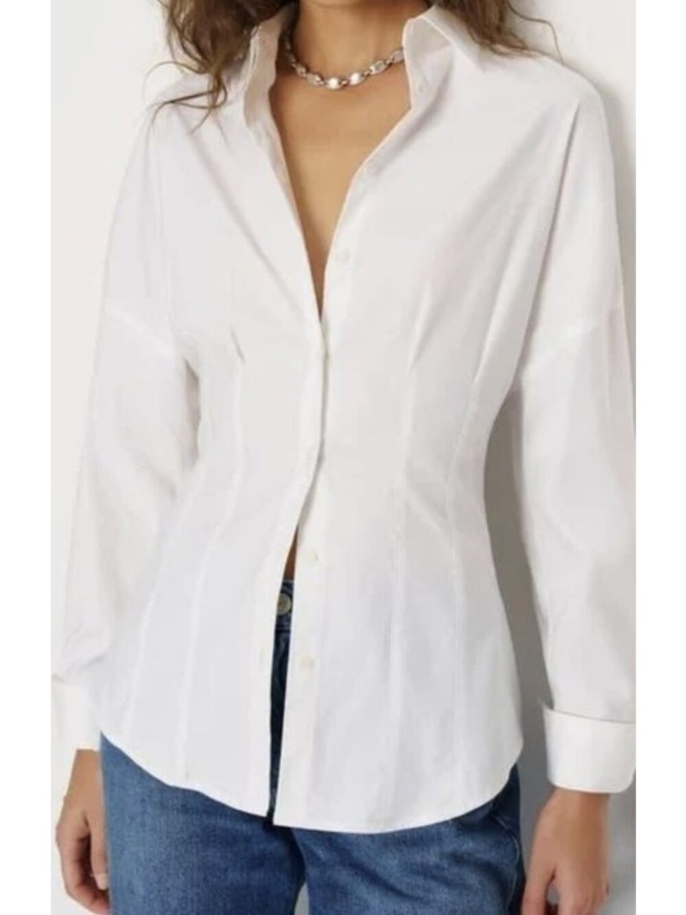 Reformation White Button Down Shirt Women's Small Fitted Organic Cotton NWT